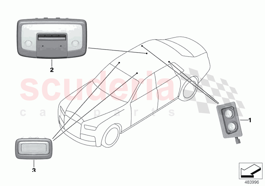 overhead interior light of Rolls Royce Rolls Royce Ghost Extended RR22(2019-2023)