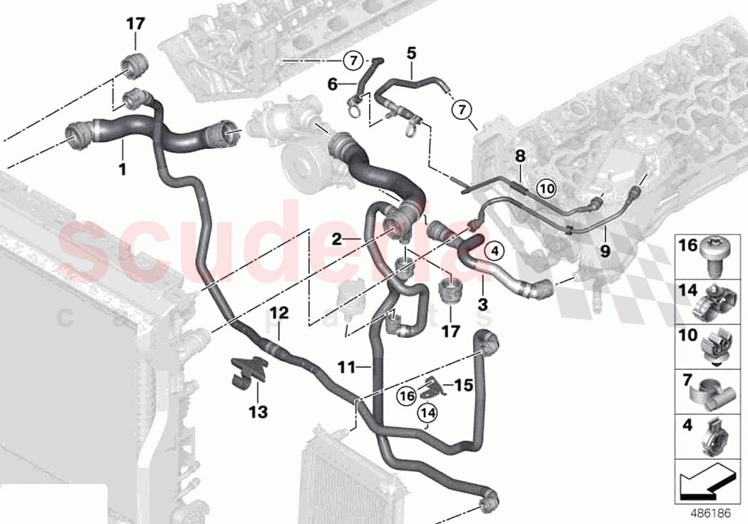 Cooling system coolant hoses of Rolls Royce Rolls Royce Ghost Extended RR22(2019-2023)