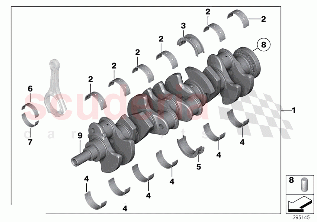 Crankshaft with bearing shells of Rolls Royce Rolls Royce Ghost RR4(2017-2019)