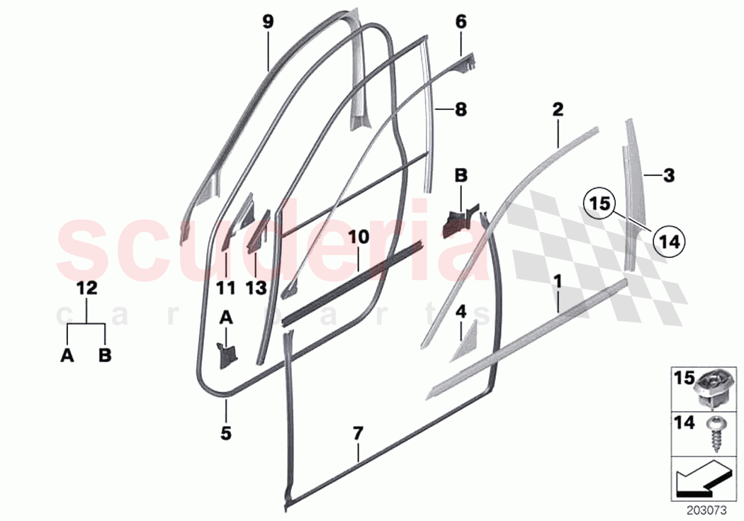 Trims and seals door front of Rolls Royce Rolls Royce Ghost RR4(2017-2019)