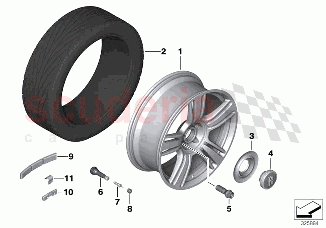 Light alloy wheel styling 602 of Rolls Royce Rolls Royce Ghost RR4(2017-2019)