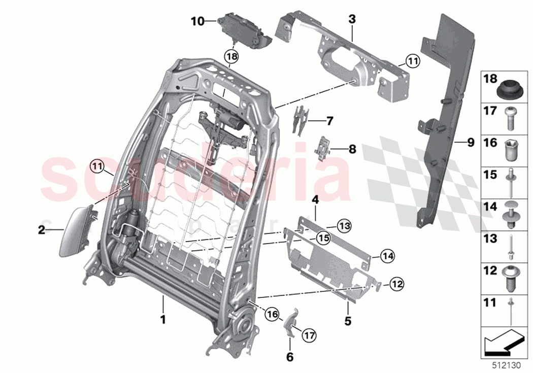 Seat front backrest frame of Rolls Royce Rolls Royce Phantom Extended RR12(2017-2023)