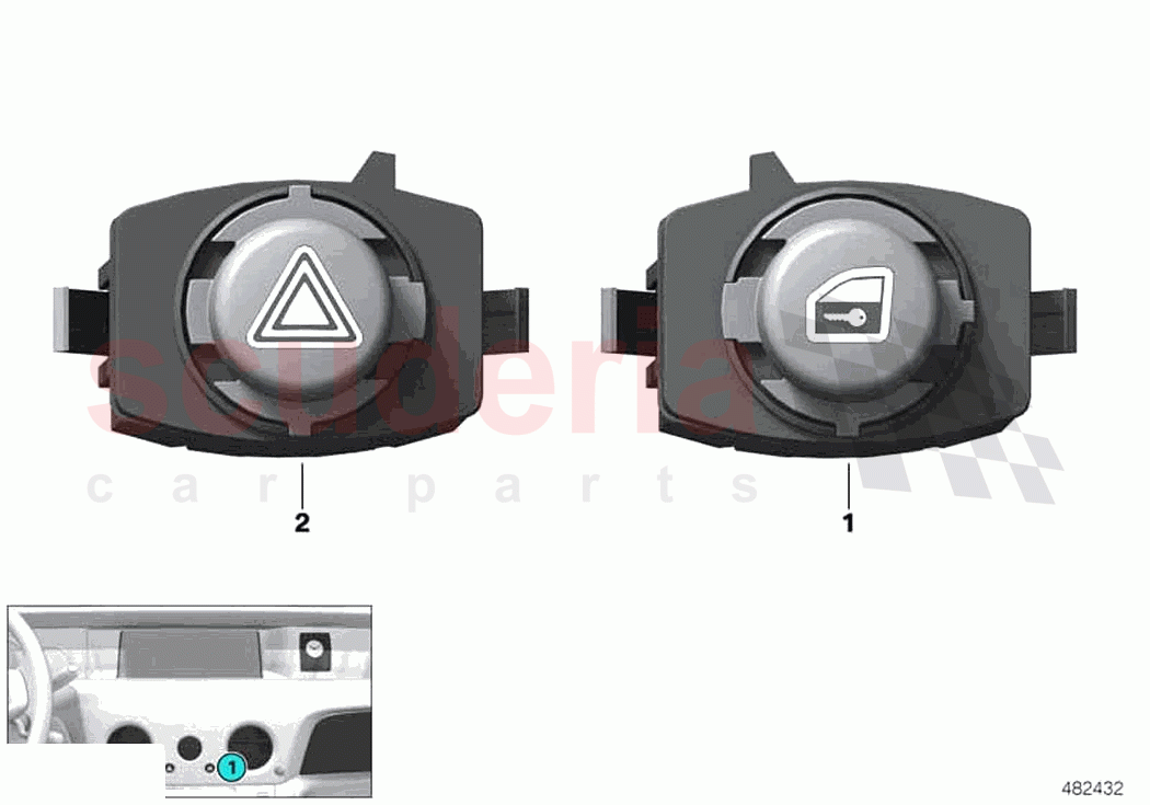 Switch hazard warning central locking of Rolls Royce Rolls Royce Phantom Extended RR12(2017-2023)