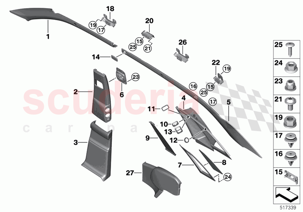 Trim panel A B C D Column of Rolls Royce Rolls Royce Phantom Extended RR12(2017-2023)