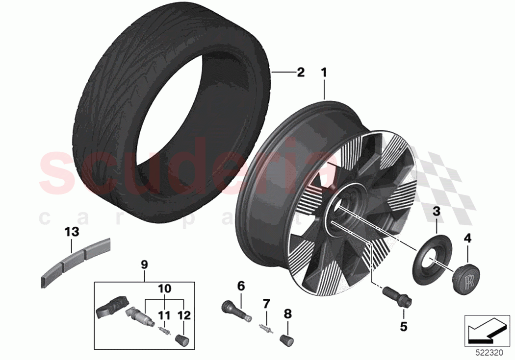 Light alloy wheel styling 924 of Rolls Royce Rolls Royce Phantom Extended RR12(2017-2023)
