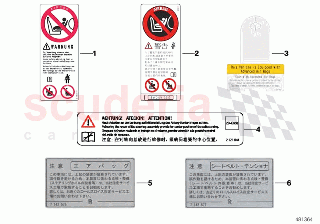 Instruction notice Airbag of Rolls Royce Rolls Royce Phantom RR11(2017-2023)