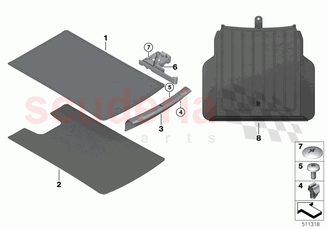 Trim panel trunk floor of Rolls Royce Rolls Royce Phantom RR11(2017-2023)
