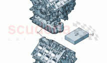 short engine with crankshaft, pistons, oil pump and oil sump