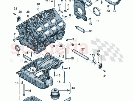 Photo of Engine oil sump lower part with oil level…