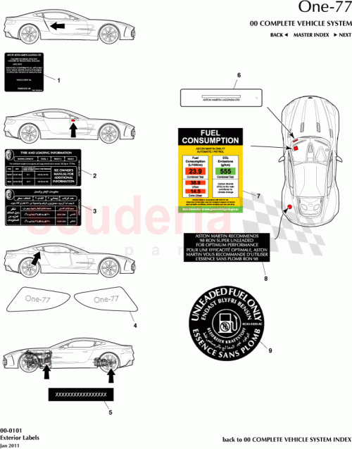 Part Diagram for Aston Martin AY93-975411-AA