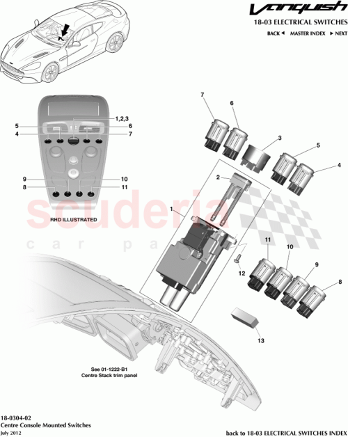 Part Diagram for Aston Martin DD33-7J177-DD