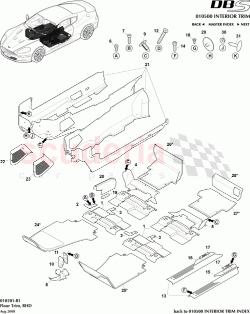 Part Diagram for Aston Martin 4G43833016BBW