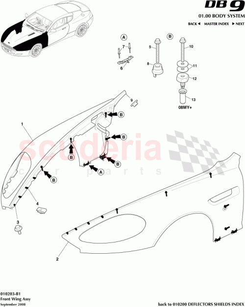 Part Diagram for Aston Martin 4G43-16005-AS