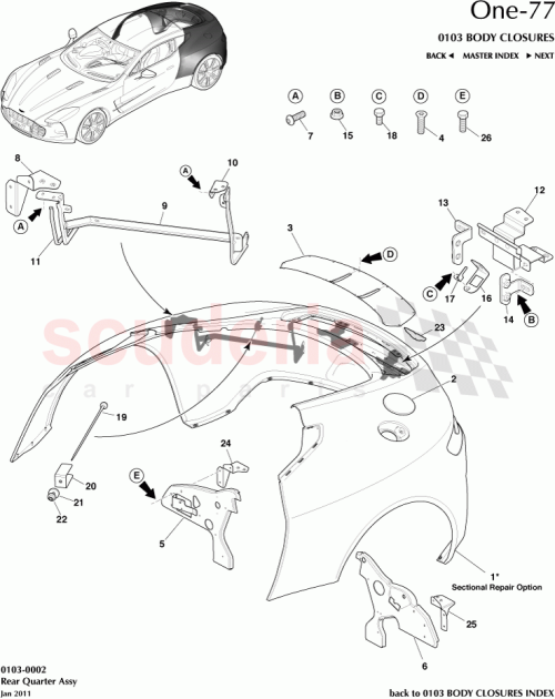 Part Diagram for Aston Martin DBY00407-A
