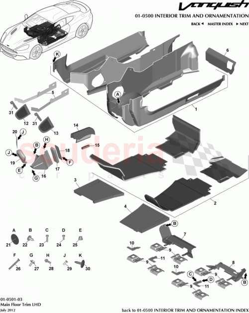 Part Diagram for Aston Martin CD33-281B11-BCW