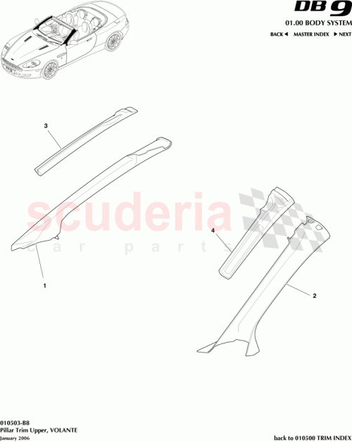 Part Diagram for Aston Martin 4G43-L025B38-ADW