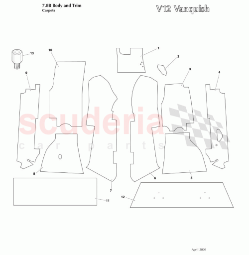 Part Diagram for Aston Martin 3R12835704AAW