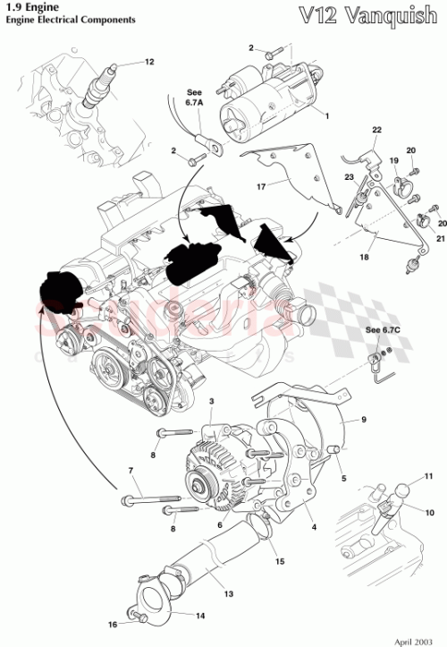 Part Diagram for Aston Martin 4R1314A004BA