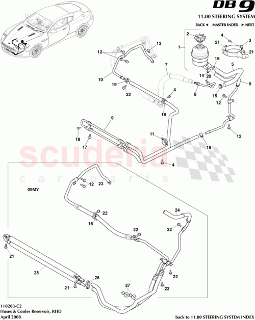 Part Diagram for Aston Martin 4G43-3D746-BC