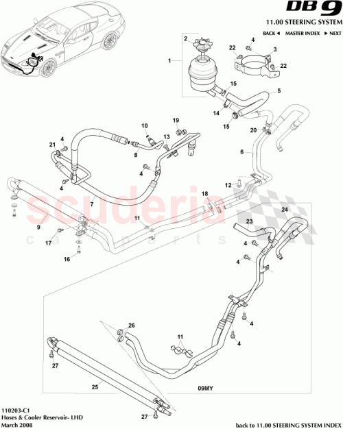 Part Diagram for Aston Martin 8D33-3A713-AB