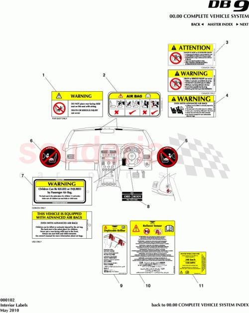 Part Diagram for Aston Martin 6G43-5090-AA