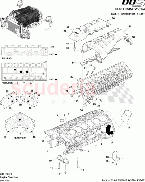 Part Diagram for Aston Martin 8D339J444AA