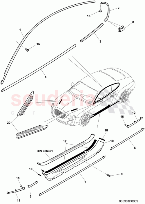 Part Diagram for Bentley 3W8853535S