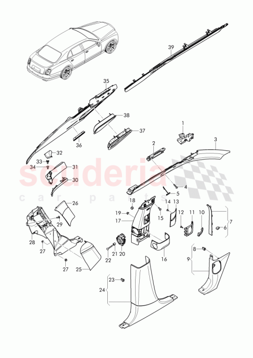 Part Diagram for Bentley 3Y4 864 625 A