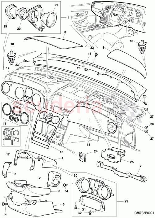 Part Diagram for Bentley 3W1857211K
