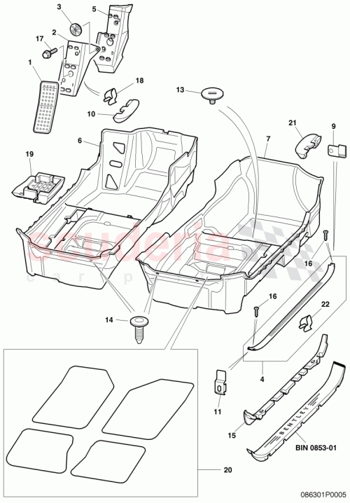 Part Diagram for Bentley 3W2863691L