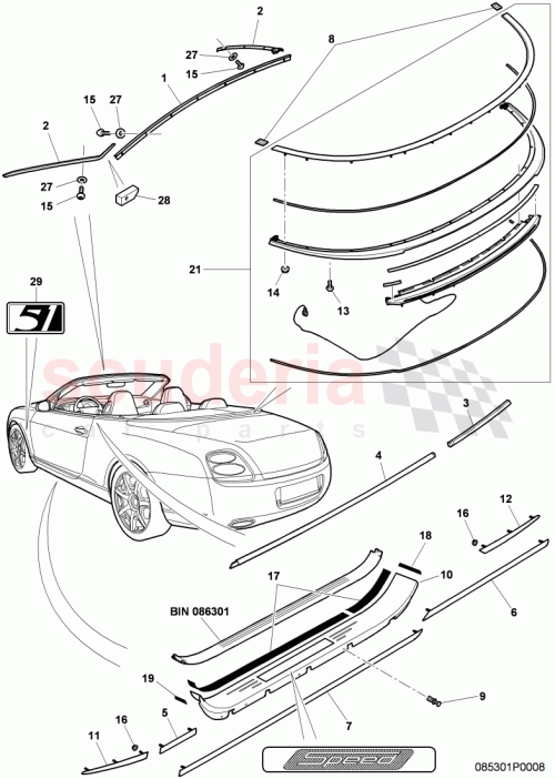 Part Diagram for Bentley 3W7 853 538 P