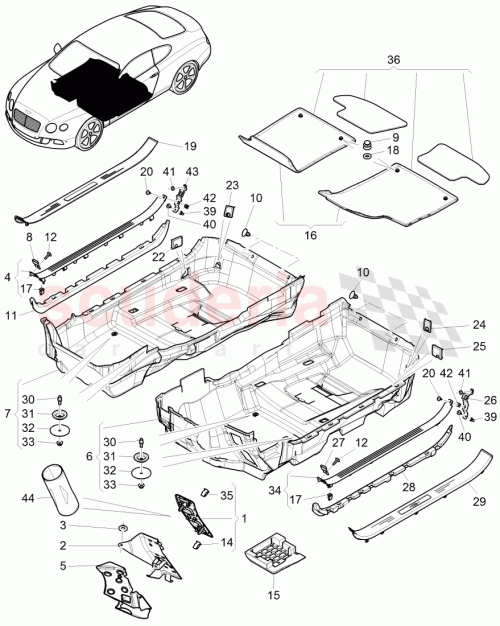 Part Diagram for Bentley 3W3863621A