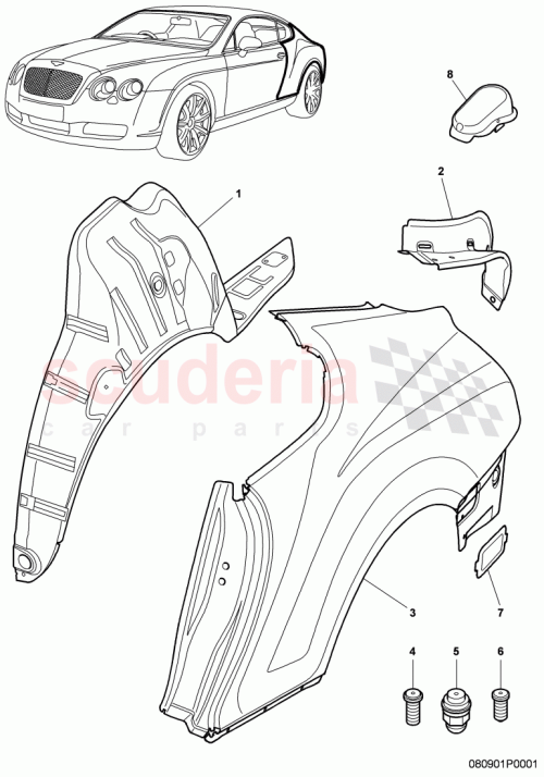 Part Diagram for Bentley 3W8809603F