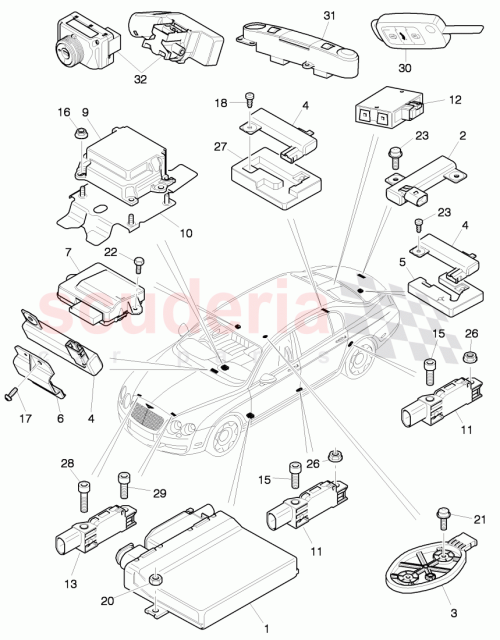 Part Diagram for Bentley 3W0 919 909 E