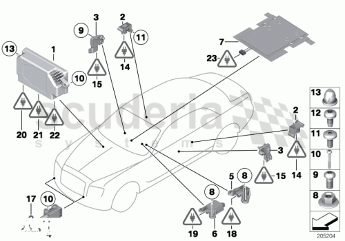 Part Diagram for Rolls Royce 65 77 9159311